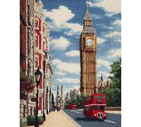 Latch Hook Rug Kit, DIY Rug Making Kit for Adults Kids,London Big Ben 15X20In/52X38Cm Rug Making Kits, Cross Stitch Kit Carpet Making Cushion Needlework for Beginners, Home Decor