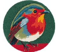 Latch Hook Rug Kit, Diy Rug Making Kit For Adults Kids,Robin 20X20Inch (50X50Cm) Pattern Latch Hook Rug Making Kits, Cross Stitch Kit Carpet Making Cushion Needlework For Beginners, Home Dec