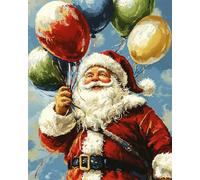 Latch Hook Rug Kit, Diy Rug Making Kit For Adults Kids,Santa Claus Holding Balloons 55X75Cm Pattern Latch Hook Rug Making Kits, Cross Stitch Kit Carpet Making Cushion Needlework For Beginner