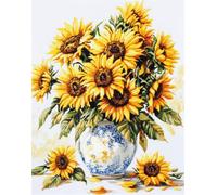 Latch Hook Rug Kit, Diy Rug Making Kit For Adults Kids,Sunflower Bouquet 55X75Cm Pattern Latch Hook Rug Making Kits, Cross Stitch Kit Carpet Making Cushion Needlework For Beginners, Home Dec