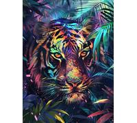 Latch Hook Rug Kit Fantasy Tiger Animal Diy Latch Hook Rug Kit For Adults Bedroom Rectangular Mat,Living Cushion Embroidery Craft Set 23x35in
