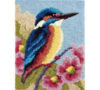 Latch Hook Rug Kit for Adults,Animals and birds,blue birds on branches,Easy-to-Follow Patterns Crochet Tapestry Craft Kits for A Relaxing,Rewarding Hobby,Home Decoration Festival,Gift,52x38cm