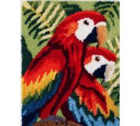 Latch Hook Rug Kit Red-Haired Parrot, 31x45in/80x115cm DIY Latch Hook Rug Making Kit for Adults Kids Embroidery Kits Cross Stitch Kit Carpet Making Kit Needlework DIY Craft Kits for Home Deco