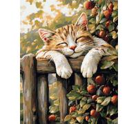 Latch Hook Rug Kits Cat Lying On A Fence Christmas Rug Making Kits for Beginners Adults Tapestry Kits Embroidery Kits Craft Kit Carpet Doormat Creative Gift Home Decoration 21''X29''