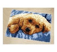 Latch Hook Rug Kits DIY Crochet Yarn Rugs with Color Preprinted Pattern Craft Tapestry Kits for Home Decor(20.5X14.9 Dog)