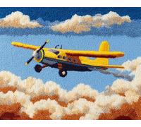 Latch Hook Rug Kits for Adult,Retro Airplane,DIY Rug Crochet Making Kits with Pre-Printed Canvas and Latch Hook Tool and Enough Yarn,55x75cm