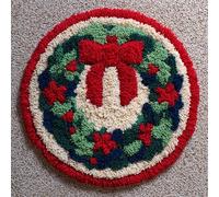 Latch Hook Rug Kits for Adults Beginners,Christmas Wreath,DIY Crochet Rug Making Kit with Printed Patterns Rug Making for Home Decoration Gifts,50x50cm