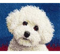 Latch Hook Rug Kits For Adults Beginners Cute Bichon Frise 52X38Cm Diy Craft Doormat Rug Making Kit Tapestry Cushion Knitting Patterns Printed Mesh Mat Canvas Wool Yarn Fabric Gift Kids Wome