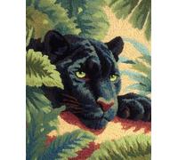 Latch Hook Rug Kits for Adults Beginners, Jungle Black Panther 15X20In/52X38Cm Animal Pre-Printed Canvas Yarn Rug Hooking Kits, DIY Crochet Carpet Creative Craft, Ideal for Home Decor and Fu