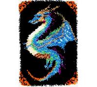 Latch Hook Rug Kits for Adults, Crochet Sewing Kit Classic Latch Hook 3D Craft Kit for Home Decor Festival Gift 23.6''x15.8''(Dragon)