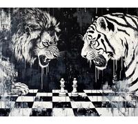Latch Hook Rug Kits For Adults Lion And Tiger Animals Cross Stitch Knotted Rug,Diy Crochet Tapestry For Beginners,Adult And Teenager Embroidery Set Latch Hook Kits Rugs 35x46in