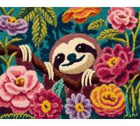 Latch Hook Rug Kits Sloth and Glory Flowers Colorful Printed Crochet Yarn DIY Hooking Latch Kit Carpet Rug Cover Mat for Cushion Floor Decor 35X46In