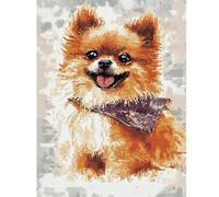 Latch Hook Rug Kits Smiling Pomeranian Dog 15X20In/52X38Cm Colorful Printed Crochet Yarn DIY Hooking Latch Kit Carpet Rug Cover Mat for Cushion Floor Decor