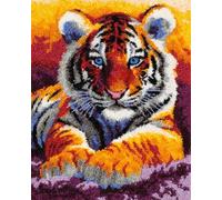 Latch Hook Rug Kits Tiger 52X38Cm Christmas Rug Making Kits for Beginners Adults Kids Tapestry Kits Embroidery Kits Craft Kit Carpet Doormat Creative Gift Home Decoration