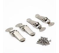 Latch, Stainless Steel Spring Loaded Toggle Latch, Sliver Catch Hasp Clamp Clip Lock with 304 Stainless Steel Screws for Cabinet, Wooden Case, Box, Chest(4 Pack)