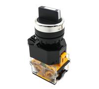 (Latching) Lock 22MM Selector Rotary Latching Momentary 1NO1NC 3 Position DPST 10A 400V Power Switch 1Pcs(Black short handle,2 Position)