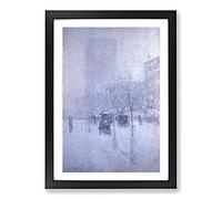 Late Afternoon in New York by Childe Hassam Framed Print | A2 Black Framed Wall Art | Ready to Hang | Modern Nature Picture | Living Room Bedroom Lounge Office