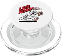 LATE AGAIN Running Rabbit Funny Meme Coffee Humor PopSockets PopGrip for MagSafe