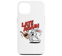 LATE AGAIN Running Rabbit Spilling Coffee Meme Humor Case for iPhone 13