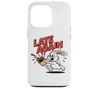 LATE AGAIN Running Rabbit Spilling Coffee Meme Humor Case for iPhone 13 Pro