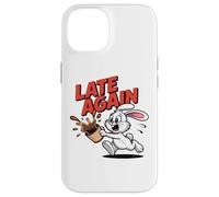 LATE AGAIN Running Rabbit Spilling Coffee Meme Humor Case for iPhone 14