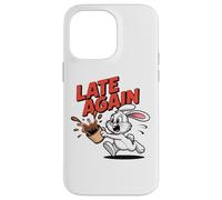 LATE AGAIN Running Rabbit Spilling Coffee Meme Humor Case for iPhone 14 Pro Max