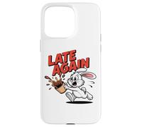 LATE AGAIN Running Rabbit Spilling Coffee Meme Humor Case for iPhone 15 Pro Max