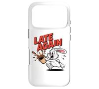 LATE AGAIN Running Rabbit Spilling Coffee Meme Humor Case for iPhone 17 Pro