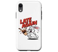 LATE AGAIN Running Rabbit Spilling Coffee Meme Humor Case for iPhone XR