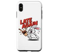 LATE AGAIN Running Rabbit Spilling Coffee Meme Humor Case for iPhone XS Max