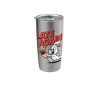 Late Again Running Rabbit Spilling Coffee Meme Humor Stainless Steel Insulated Tumbler