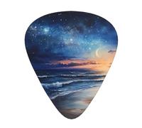 Late night beach Printed pick set - 12 pieces, thin, medium and thick guitar picks, suitable for guitar, bass, electric guitar and ukulele