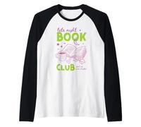 Late Night Book Club Bookish Reading Novel Library Cafe Art Raglan Baseball Tee