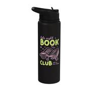 Late Night Book Club Bookish Reading Novel Library Cafe Art Stainless Steel Insulated Water Bottle