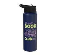 Late Night Book Club Bookish Reading Novel Library Cafe Art Stainless Steel Insulated Water Bottle
