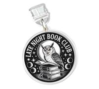 Late Night Book Club Charms for Kindle for Phone, Dust Plug Charm 1.5 Inches Bookish, Bookworm, Book Lover, Night Owl Lightning/Type C Charging Port Acrylic Material Accessories for E-Reader Gifts
