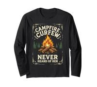 Late Night Camping Campfire Night Humor Camping Nights Fire Long Sleeve T-Shirt