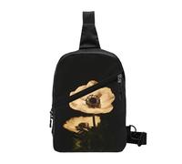 Late Night Flowers Foldable Sport Sling Bag,Lightweight Crossbody Chest Pack with Multiple Pockets,Water-Resistant Polyester Fabric,Compact Travel Daypack