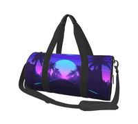 Late Night Highway Large Round Travel Duffel Bag,Extra Large Capacity Foldable Gym Bag with Removable Shoulder Strap,Durable Canvas Carry-On Bag for Sports