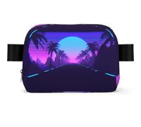 Late Night Highway Men Women Fashion Square Waist Bag,Full Print Water-Resistant Adjustable Multipurpose Crossbody Belt Bag for Travel Sports Gym