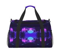 Late Night Highway Travel Duffel Bag for Women Men,Print Polyester Tote Hand Luggage Bag with Shoulder Strap