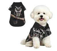 Late Night Owl Breathable Hawaiian Dog Shirt Summer Button Up Top for Small Medium Dogs L
