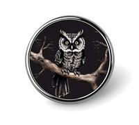 Late Night Owl Button Pin, Round Badge Brooch Pin