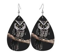 Late Night Owl Leather Earrings Dangle Drop for Women Lightweight Teardrop Earrings Pendant Christmas Birthday Gift Fashion Jewelry Outfits Accessories