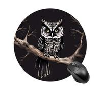 Late Night Owl Mouse Pads Fashion Computer Mouse Mats Washable Portable Round Mousepad with Non-Slip Rubber Base Mouse Mat for Laptop Home Office Desk Accessories