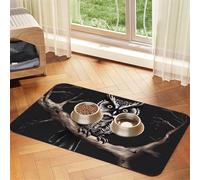 Late Night Owl Pet Feeding Mat Absorbent Pu Leather Dog Cat Food Mats Contain Spills Protects Floors, Anti-Slip Rubber Backing Dog Bowl Mats Easy Clean Pet Placemats 30x45cm