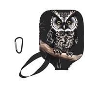 Late Night Owl Pickleball Paddle Cover Personalized Paddle Case with Pocket and Handle Strap, Neoprene Pickleball Paddle Sleeve Universal 8.7 x 11.6Inch Paddle Storage Bag