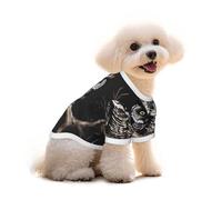 Late Night Owl Print Pure Cotton Pet T-Shirt, Dogs & Cats Comfy Tee Vest, for Small Medium Summer Winter Clothes