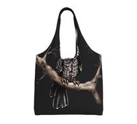 Late Night Owl Printed Canvas Bag Women's Fashion Shoulder Tote Bag Lightweight Shopping Bag