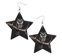 Late Night Owl Prints Leather Star-Shaped Earrings Lightweight And Stylish Accessories For Parties Dances And Everyday Life.